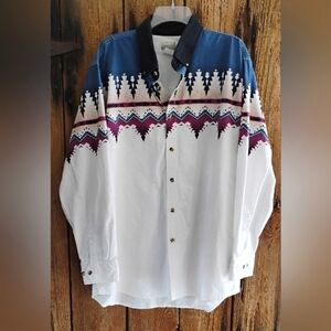 Vintage Express Rider Western Shirt Men's Sz XL Button Down Long Sleeve